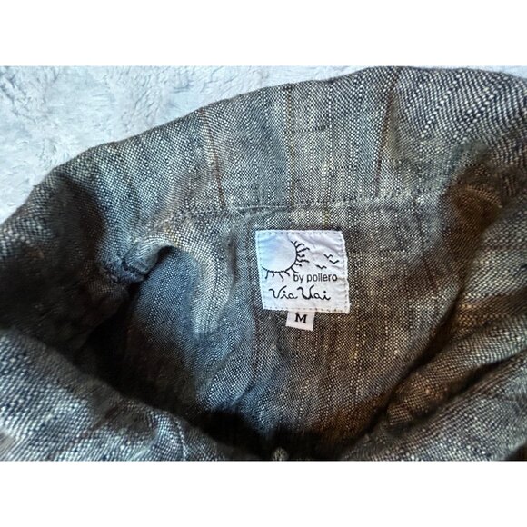Via Vai by Pollero Button Front Long Sleeve Textured Linen Jacket Medium Gray - Picture 2 of 8